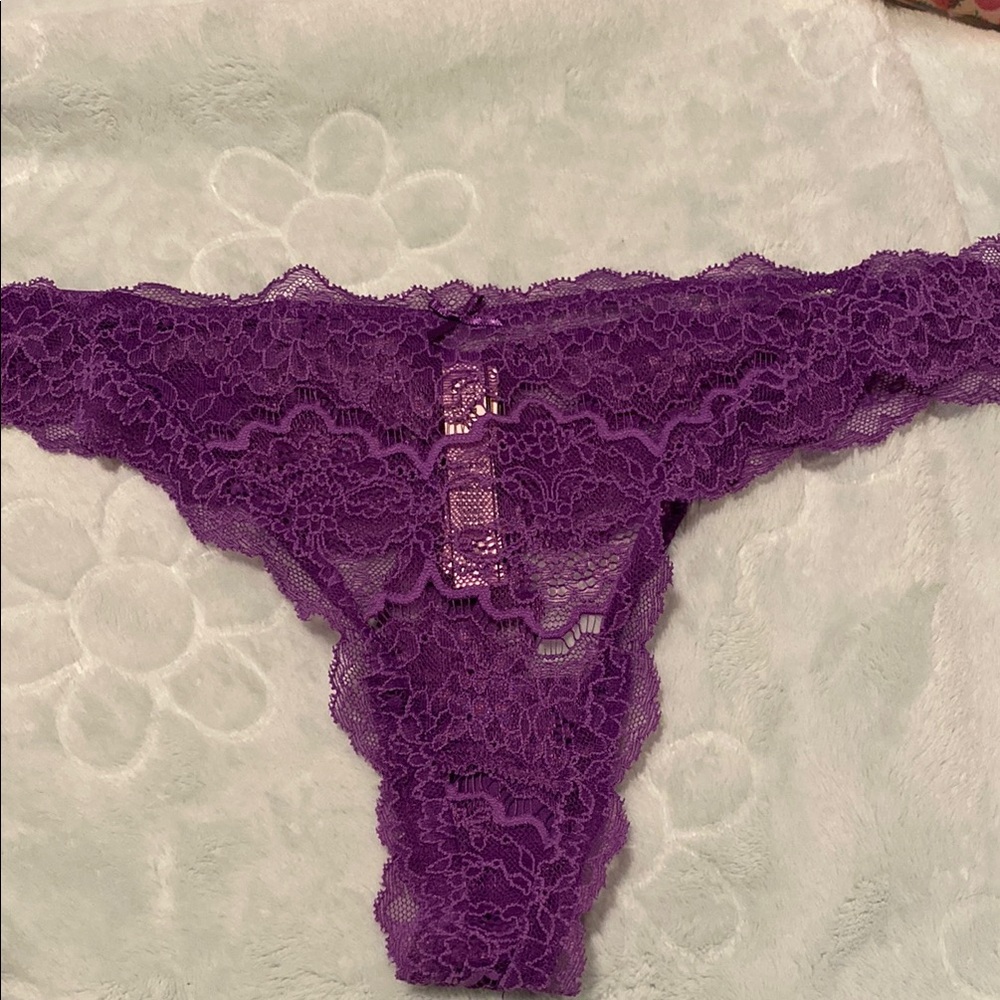 Purple Lace Thong Panty